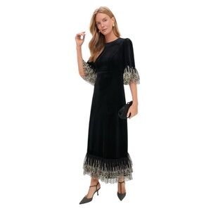 Tuckernuck Black Maxi Dress with Gold Lace